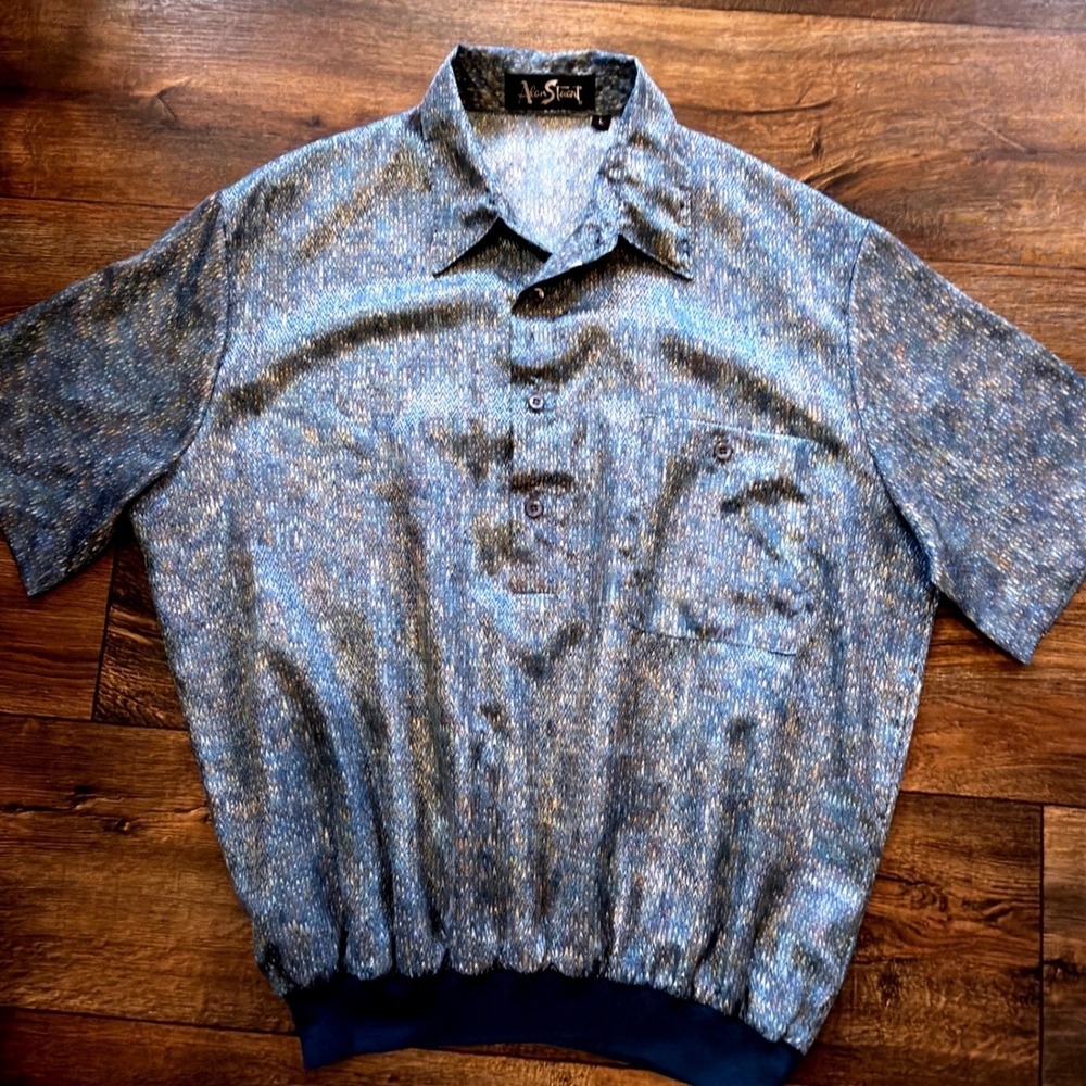 Vintage Alan Stuart Textured Polo Shirt 80s Casual Old Money Vibes‎
